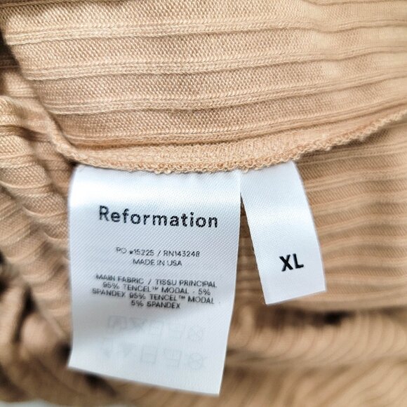 Reformation Hosby Ribbed Midi Dress in Buff Tan XL - Picture 9 of 10
